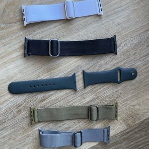 Set of apple Watch Bands - Black, Gray, Olive and white